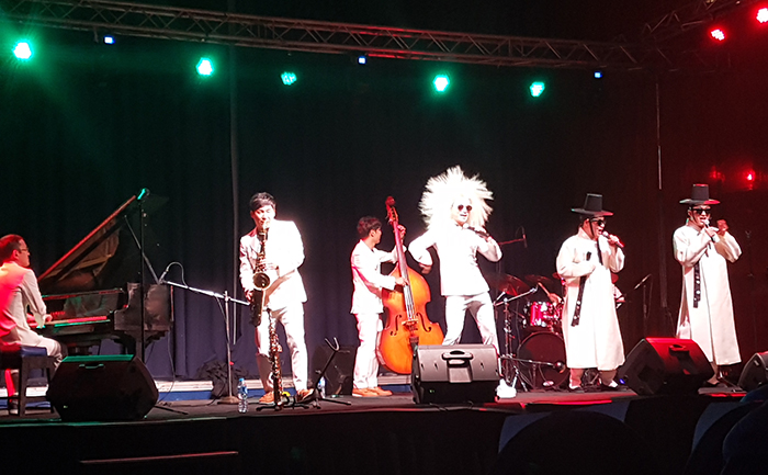  
Korean folk music band SsingSsing performs at Transcorp Hilton Hotel in Abuja on Nov. 14. (Nnenna Ukandu) 
